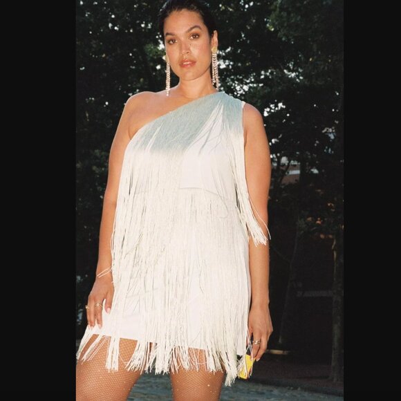 Anthropologie Dresses & Skirts - Anthropologie Hutch One-Shoulder Fringed Mini Dress Size Large MSRP: $220 white